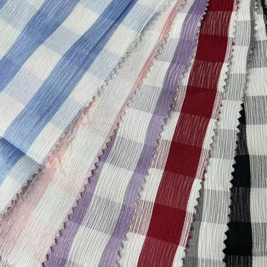 polyester yarn dyed woven check twill shirt fabric