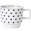 Simple Hepborn Style Stackable Ceramic Coffee Mug Cup Porcelian Tea Cup Set with Dots