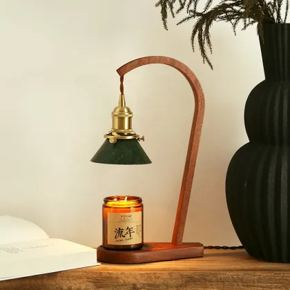 Retro Chinese Art Wooden Base GU10 Aroma Lamp Table Lamp with Scented Candles