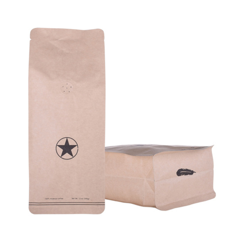 Kraft Coffee Pouch Foil Paper Flat Bottom Bag