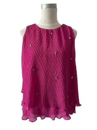 Madame Double Hem Embellished Pink Top