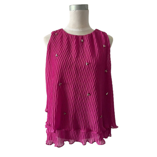 Madame Double Hem Embellished Pink Top