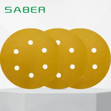 6 Inch 7 Holes Yellow Waterproof Hook and Loop Sanding Paper for Auto Body