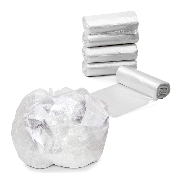 Custom white clear can liner heavy duty rubbish bags disposable plastic garbage bag
