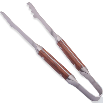 High-Quality Rose Wood Handle BBQ Grill Tongs