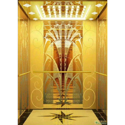 Ascenseur de passagers avec gravure d&#39;or en acier inoxydable