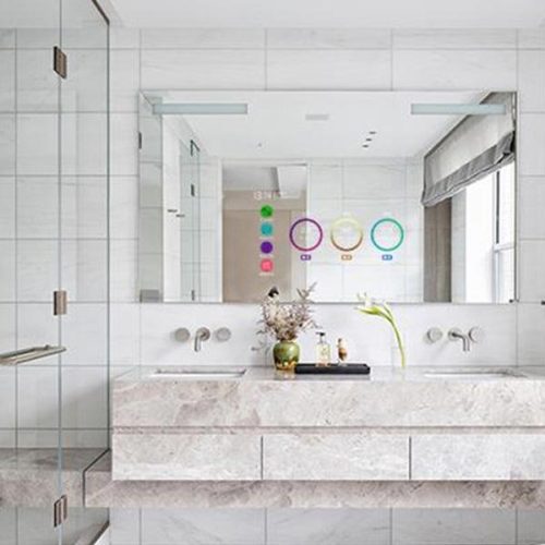 Wall mounted TV mirror advertising with human bodysensor