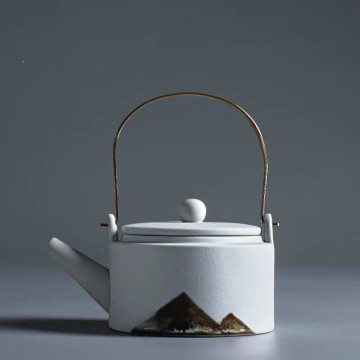 Téleuse en céramique blanche ronde de style japonais pour le thé de Kung Fu