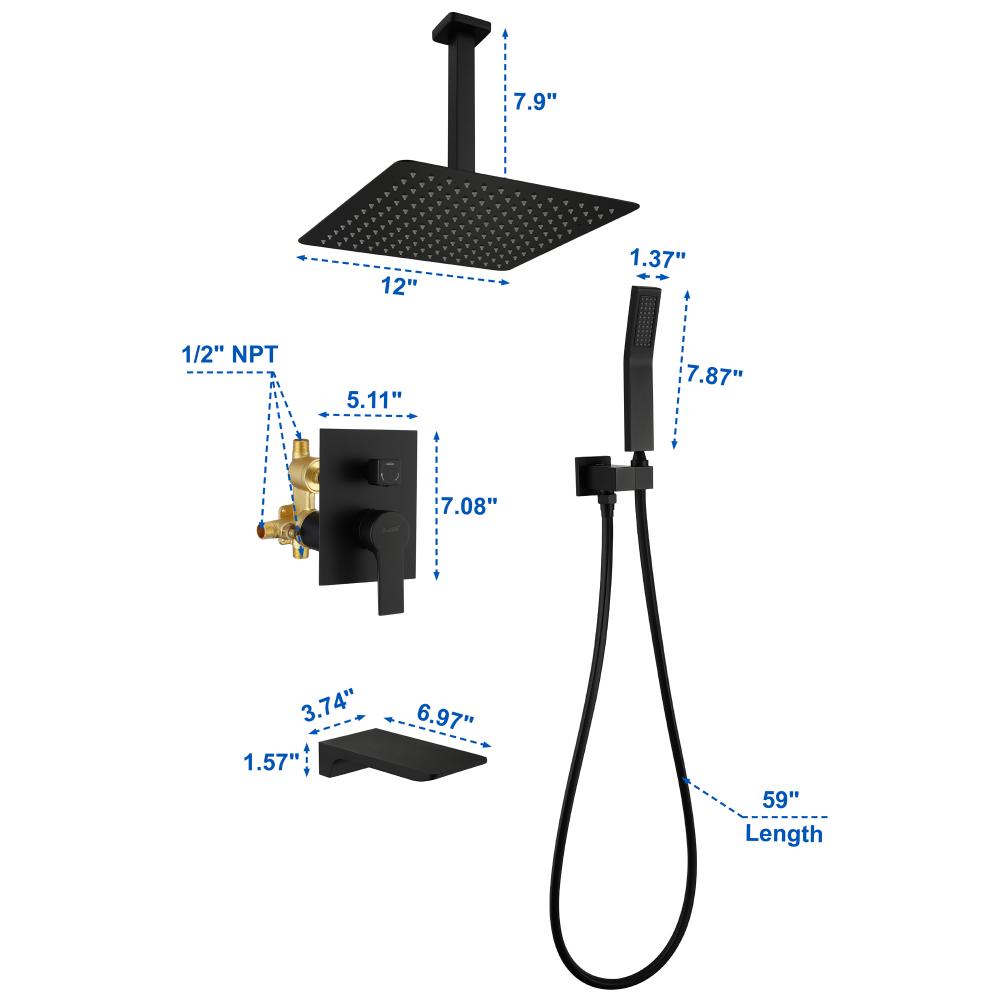 Concealed shower set 88017b 12 5