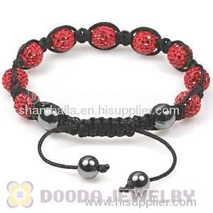 Fashion Tresor Paris Bead Bracelet With Red Pave Crystal Bead And Hematite 