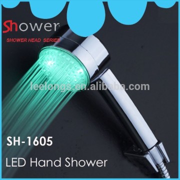 Yuyao ABS Round Chromed Single Functional HandHeld Green Color LED Bath Shower Without Battery