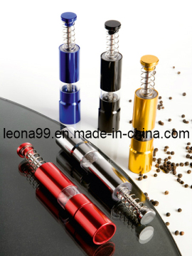 Aluminum Thumb Grinder Spring Action Pepper&Salt Mill (A001)