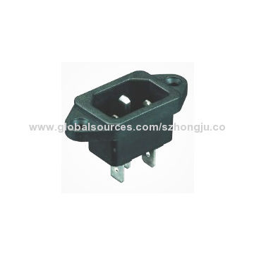 PA66 AC Power Socket, Overload Protection for Electronic Power Supply