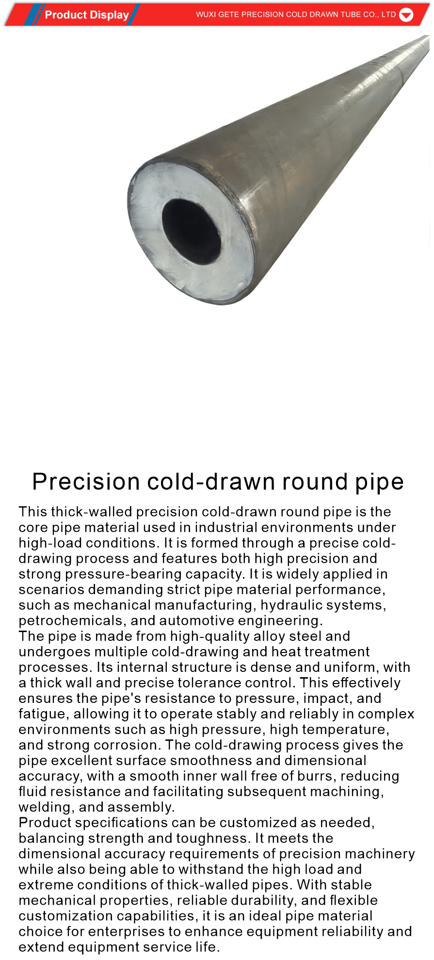 Cold drawn round steel tubes