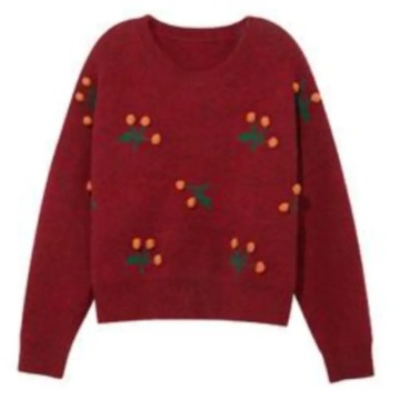 Pull tricoté à la mode rouge rond