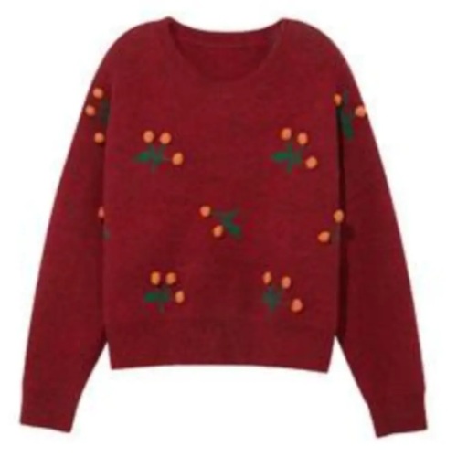 Round Neck Red Fashion Knitted Sweater