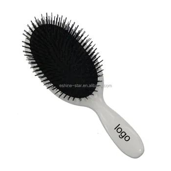 Customized Black Handle Oval Scalp Massage Boar Bristle Detangling Hairbrush