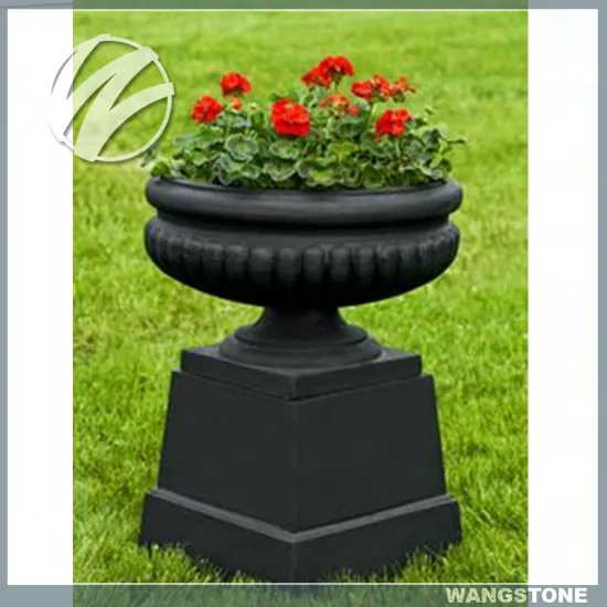 Large Decorative Black Planter Stone Flower Pot for Garden