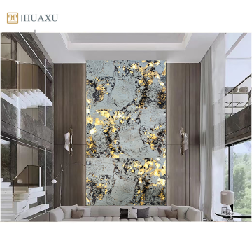 Huaxu Luxury Stone Quartzite Slab - Natural Open Book Matched Marble Slab for Villa Indoor Wall Decor