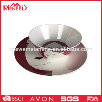 Popular custom logo print melamine plate and bowl set