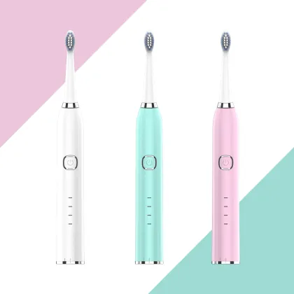 Rechargeable 6 Mode Smart Electric Toothbrush Set - Pink, White, Green