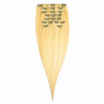 100% human hair clip-in extension, length 15"(40cm)-52"(130cm), 30 colors, wavy style available
