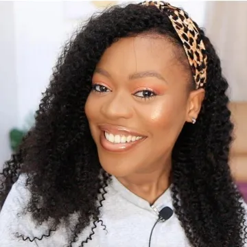 Afro Kinky Curly Headband Wig Brazilian Head Band Wig 150% Remy Machine Made Headband Wig Human Hair Afro Curl Remy Jarin Hair