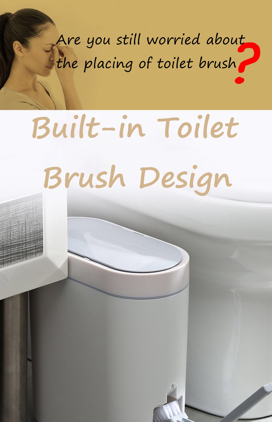 Trash Bin with Built-in Toilet Brush