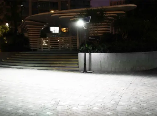 Split solar street light on the sidewalk