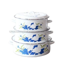 3PCS Enamel Casserole With Hollow Handle