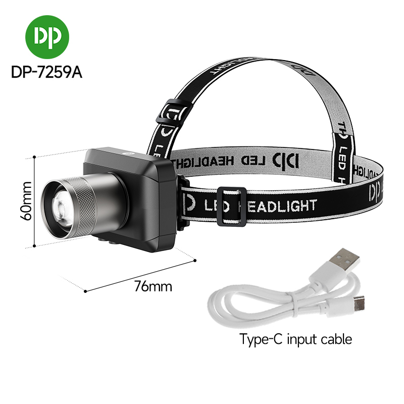Rechargeable LED Headlamp Headlight Adjustable 18650 Battery-DP