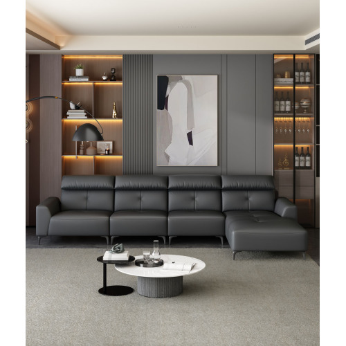 L-образный диван для отдыха с пуфиком