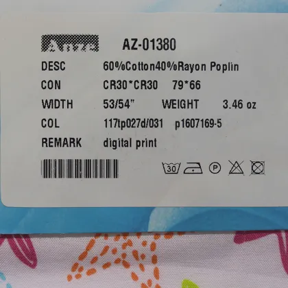 Custom printed poplin fabric cotton rayon fabric