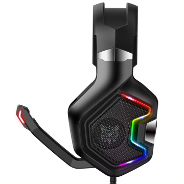 RGB Illuminated Over-Ear Wired Gaming Headphones with Advanced Earphone Noise Cancellation for PC and Laptop Gamers