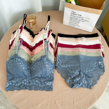 Korean Girl Breathable Cotton Padded Wireless Bra & Briefs Set