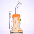 Gorgogliatore di vetro con diffusore fisso a tubo d'acqua del downstem bong, bagliore nel tubo d'acqua in vetro di argilla polimerica scura e colorata, bong simpatico 3d