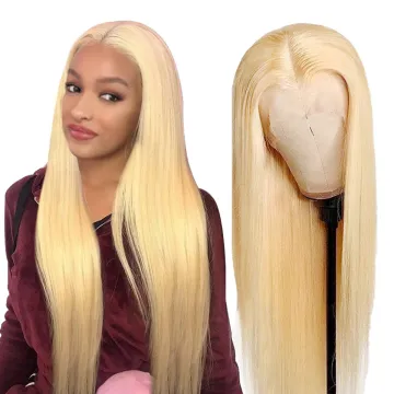613 Closure Wigs For Black Women Human Hair Virgin Cuticle Aligned Hair Blond HD Lace Front Wig Straight 613 Full Lace Wigs