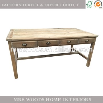 french rustic vintage style recycled fir pine wooden desk with four drawers antique reproduction furniture writing desks