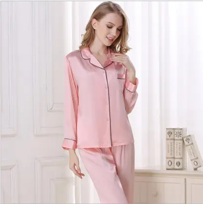 Wholesale Long Spring 16 mm Silk Plain Dyed Pajamas 100% Silk Women Elegant Pajamas