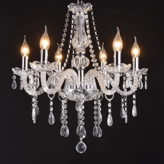 Modern Elegant 6 Light K9 Clear Crystal Glass Chandelier Pendant Ceiling Lighting