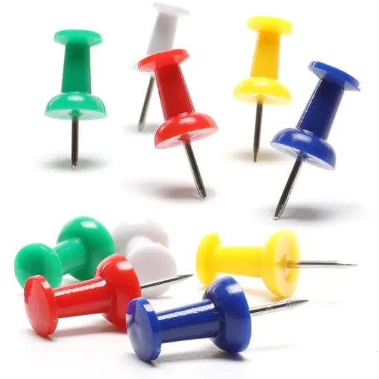 Assorted Color Plastic Head Push Pins, 400pcs with Storage Box