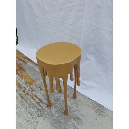 Modern Fiberglass Gold Metallic Drip End Side Table