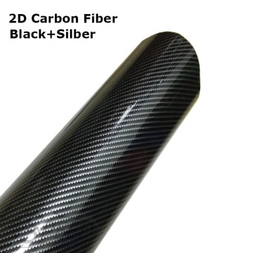 Self-Adhesive 1.52*18m Good Stretch 2D Black and Silver Carbon Fiber Car Wrap Vinyl