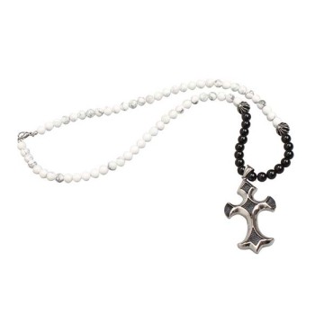 Batu Akik Batu Bead Stainless Steel Palang Pendant Kalung