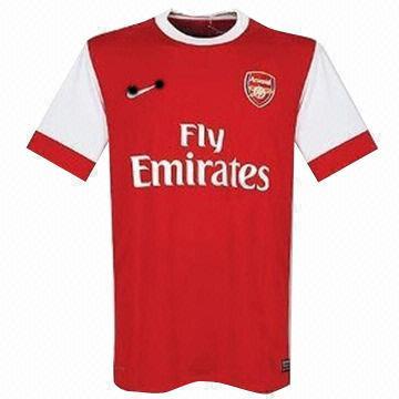 Red and White Men's Soccer Jerseys, Short Sleeves, Made of 100% Polyester Interlock 135g/m