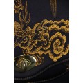 Bolso tote de lujo de seda negra con dragón dorado