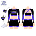 Lange ermer cheerleading uniform med rhinestone kjole