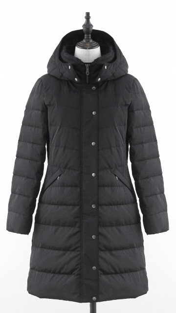 Women's black Long Ddown-filled coat