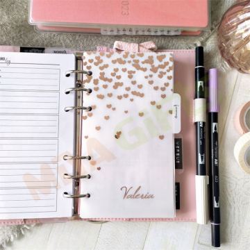 Custom Foiled Hearts Gold Rose Gold Planner Inserts - Minimalist A5 A6 A7 Dashboard Paper