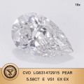 CVD သစ်တော်သီးကိုဖြတ်တောက်ခြင်း 5.58ct အီး VS1 2x Lab Grown Diamond